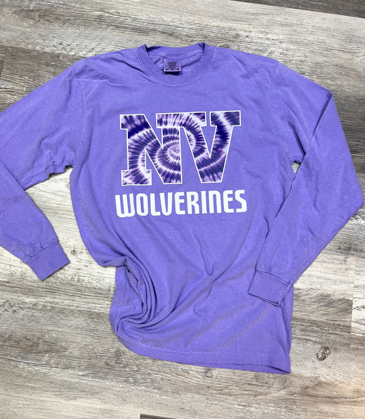 NV Wolverines Tie Dye Comfort Colors Long Sleeve