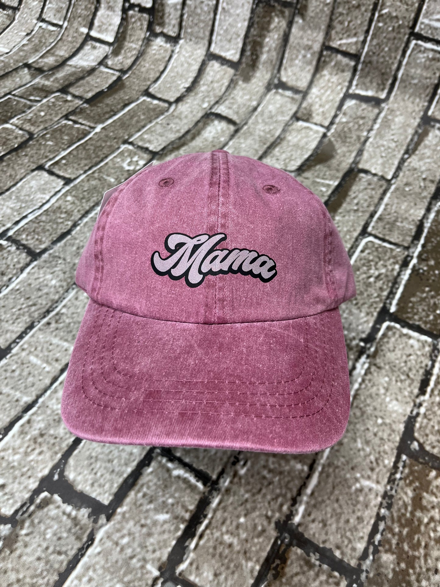 "Mama" Maroon Pigment Dyed Hat
