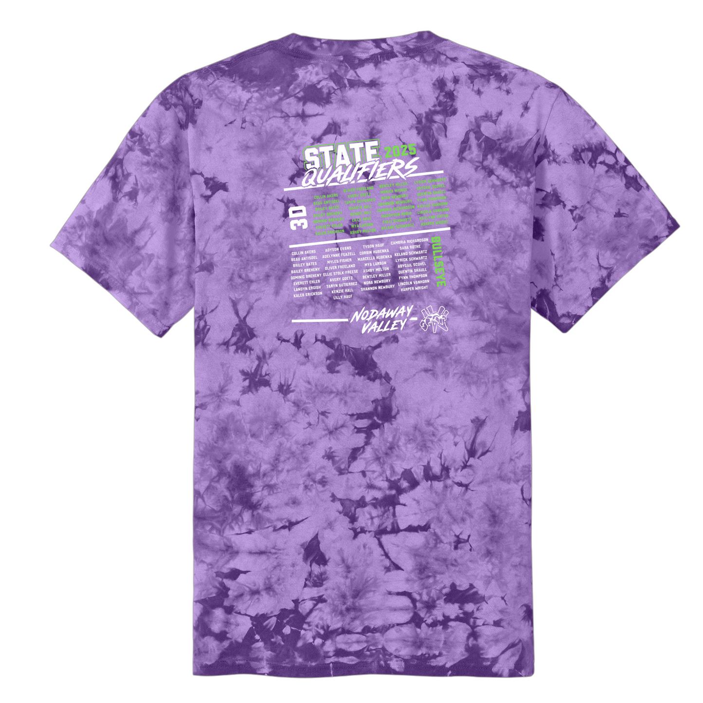 NV State Archery 2025 Purple Crystal Tie Dye Tee