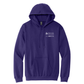 Purple hoodie with a logo on a white background