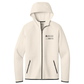Beige fleece jacket with a logo on a white background