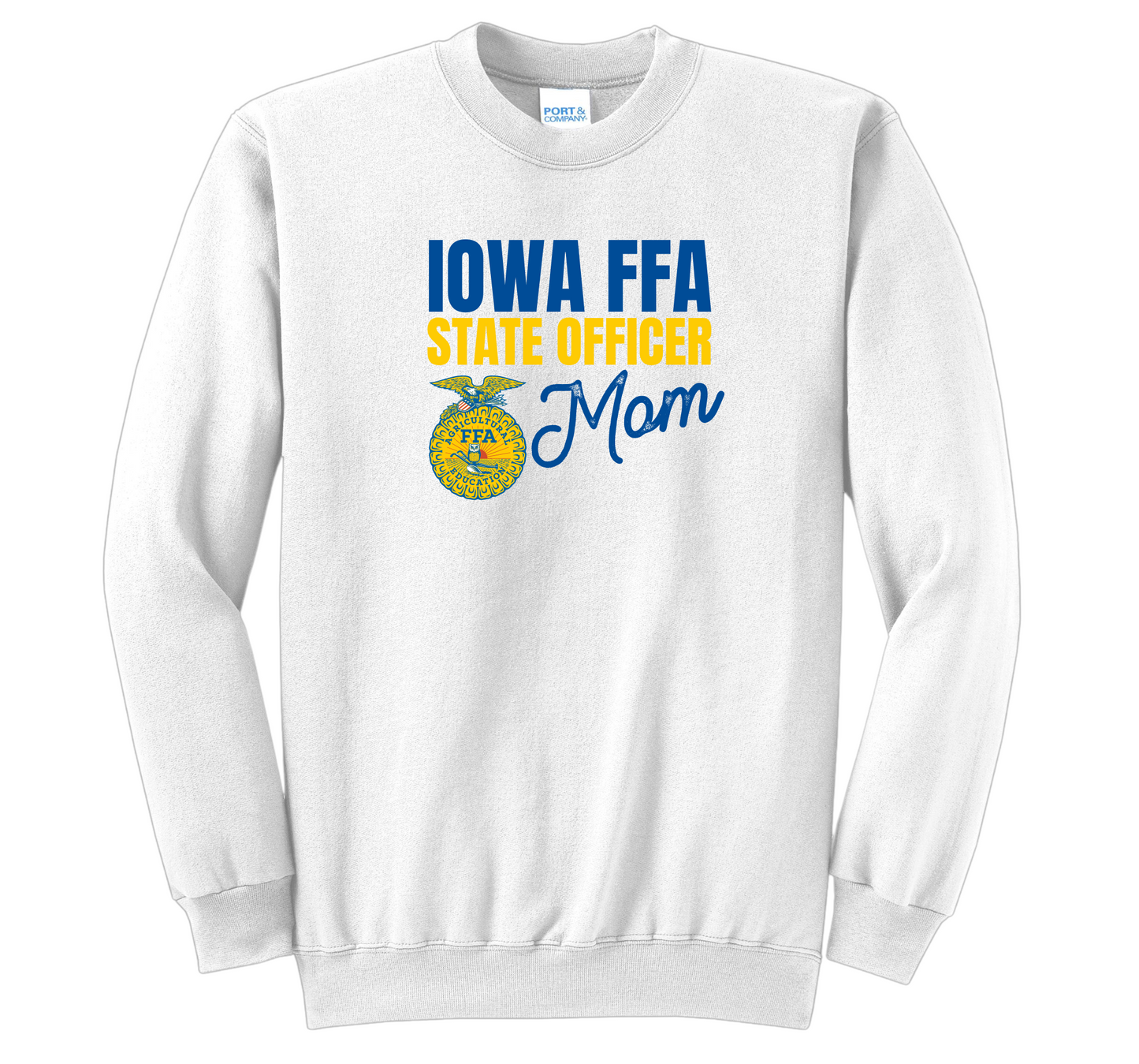 Iowa FFA State Officer Mom - White Lightweight Crewneck Sweatshirt