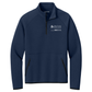 Navy pullover with a logo on the chest against a white background
