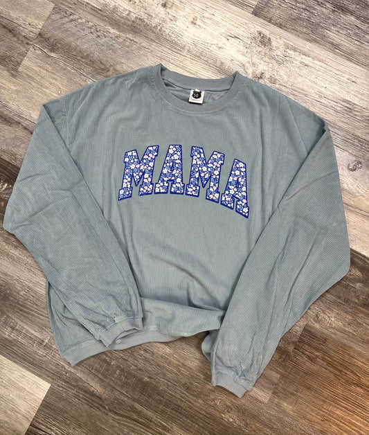 Floral MAMA Ribbed Crewneck