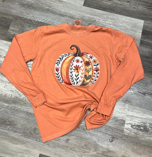 Fall Pumpkin Comfort Colors Long Sleeve