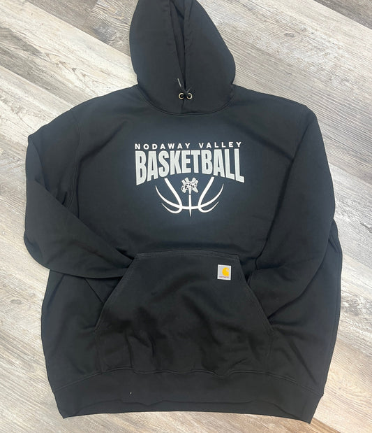 Black Carhartt hoodie with Nodaway Valley Basketball