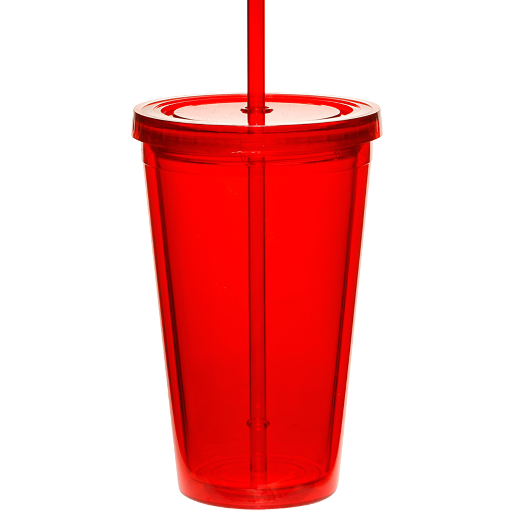Acrylic Smoothie Cup with Spiral Straw - Red