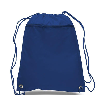 Polyester Value Drawstring Bag with Front Zippered Pocket