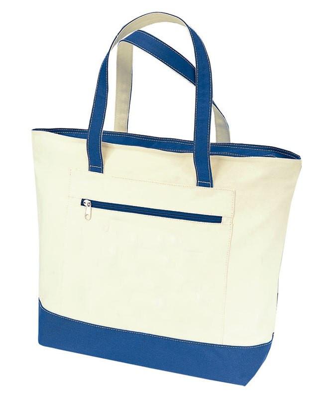 Heavy Canvas Zippered Shopping Tote Bag