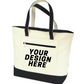 Heavy Canvas Zippered Shopping Tote Bag